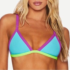 Beach Riot Mika Triangle Bikini Top In Cool Fluorescents Size S